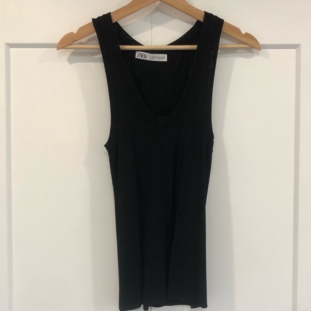 Zara Basic Tank, Black, M